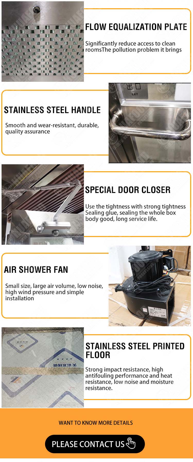 Automatic induction door air shower clean room equipment - Huafood ...