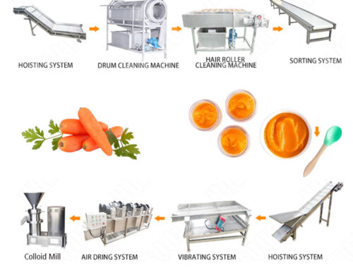 500kg/h Automatic Carrot Paste Production Line Industrial Customize