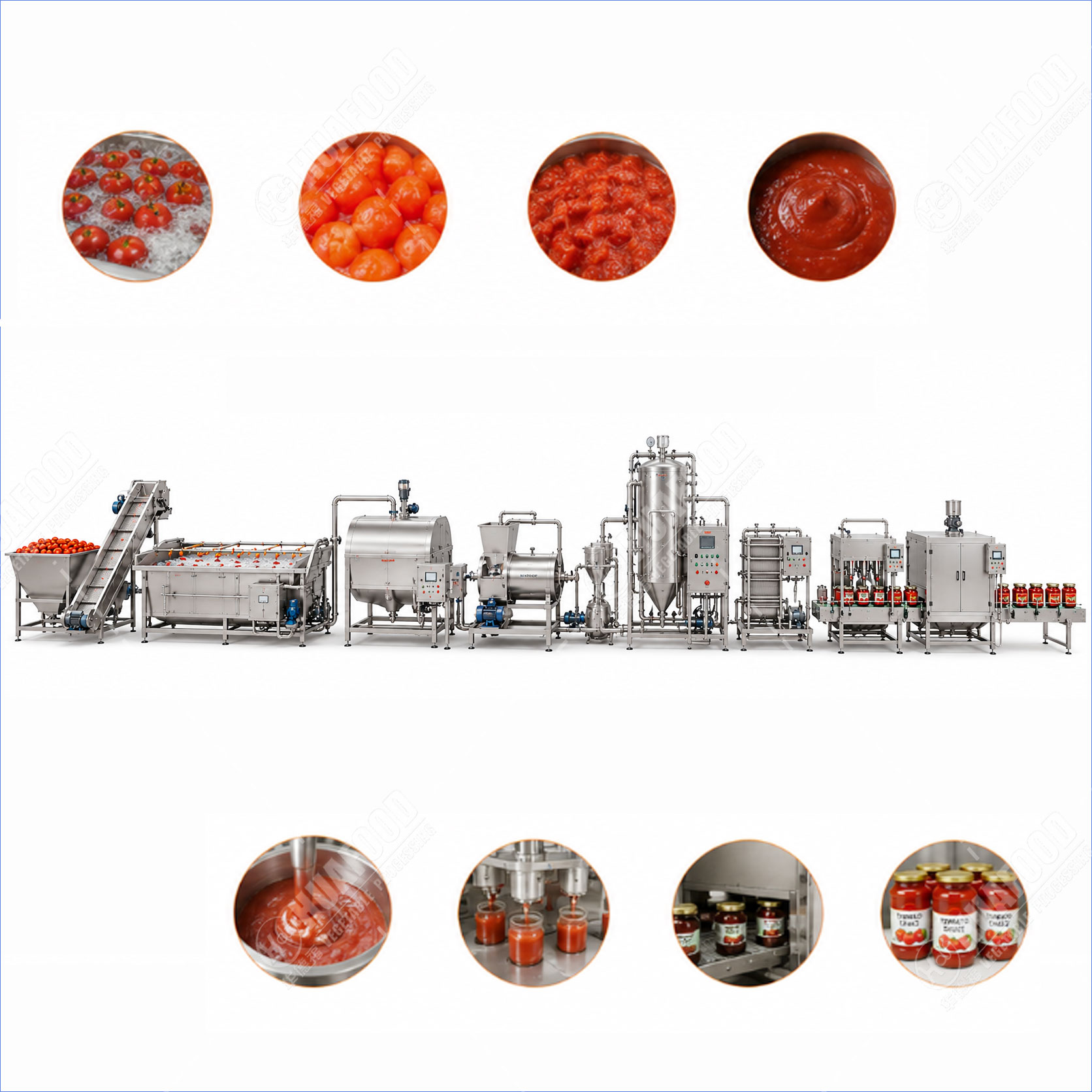 Linea di produzione di pomodoro su piccola scala