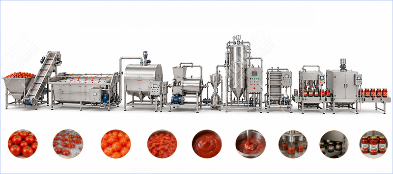 linea di produzione di pasta di pomodoro