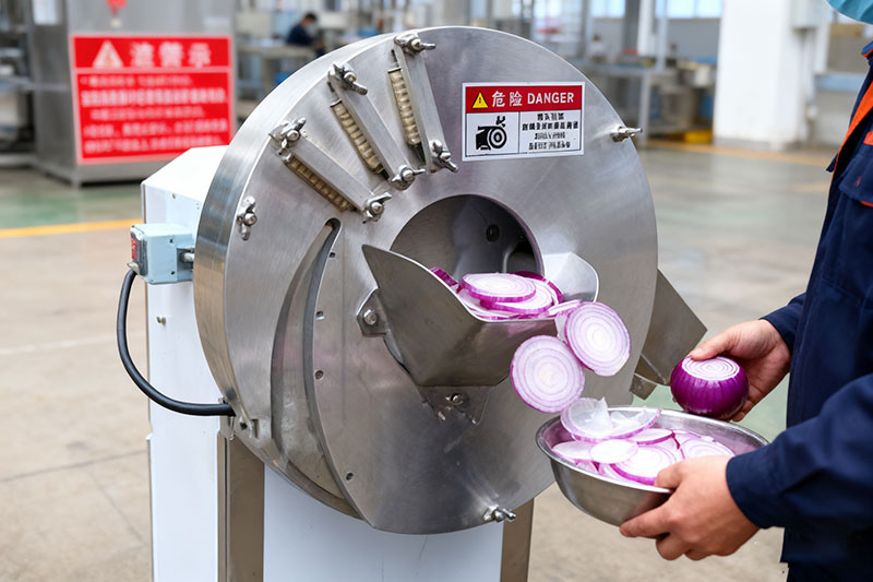 onion slicing machine test in factory